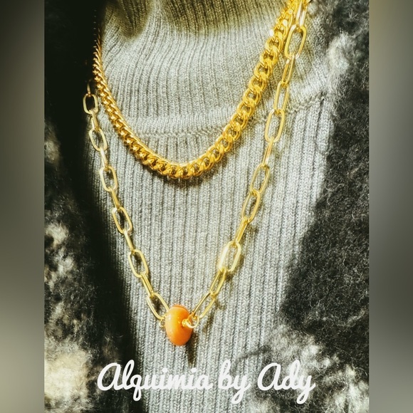 Alquimia Jewelry - Gold statement chains layered  necklace